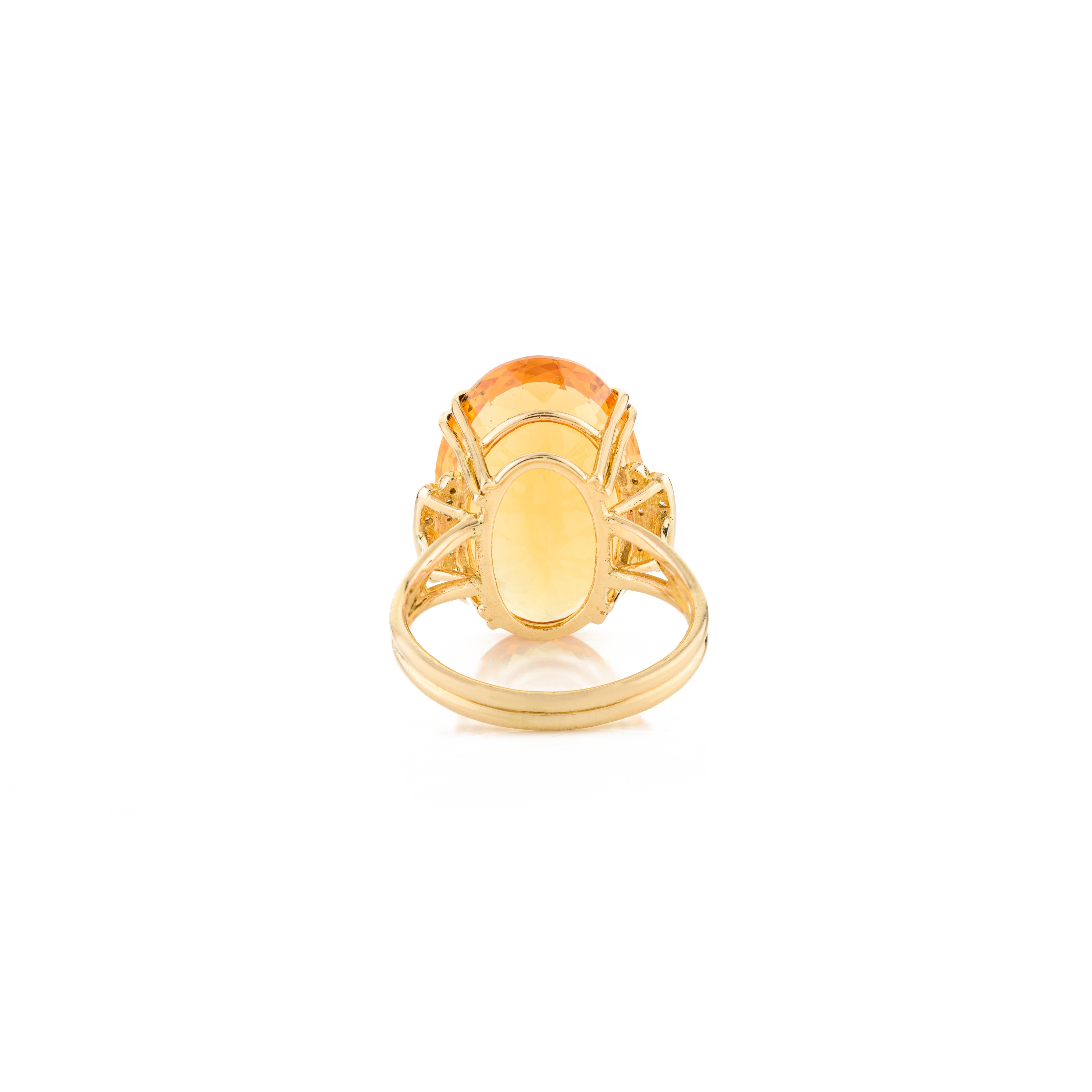 For Sale:  23.45 Carat Statement Citrine Diamond Cocktail Ring for Mom in 14k Yellow Gold 7