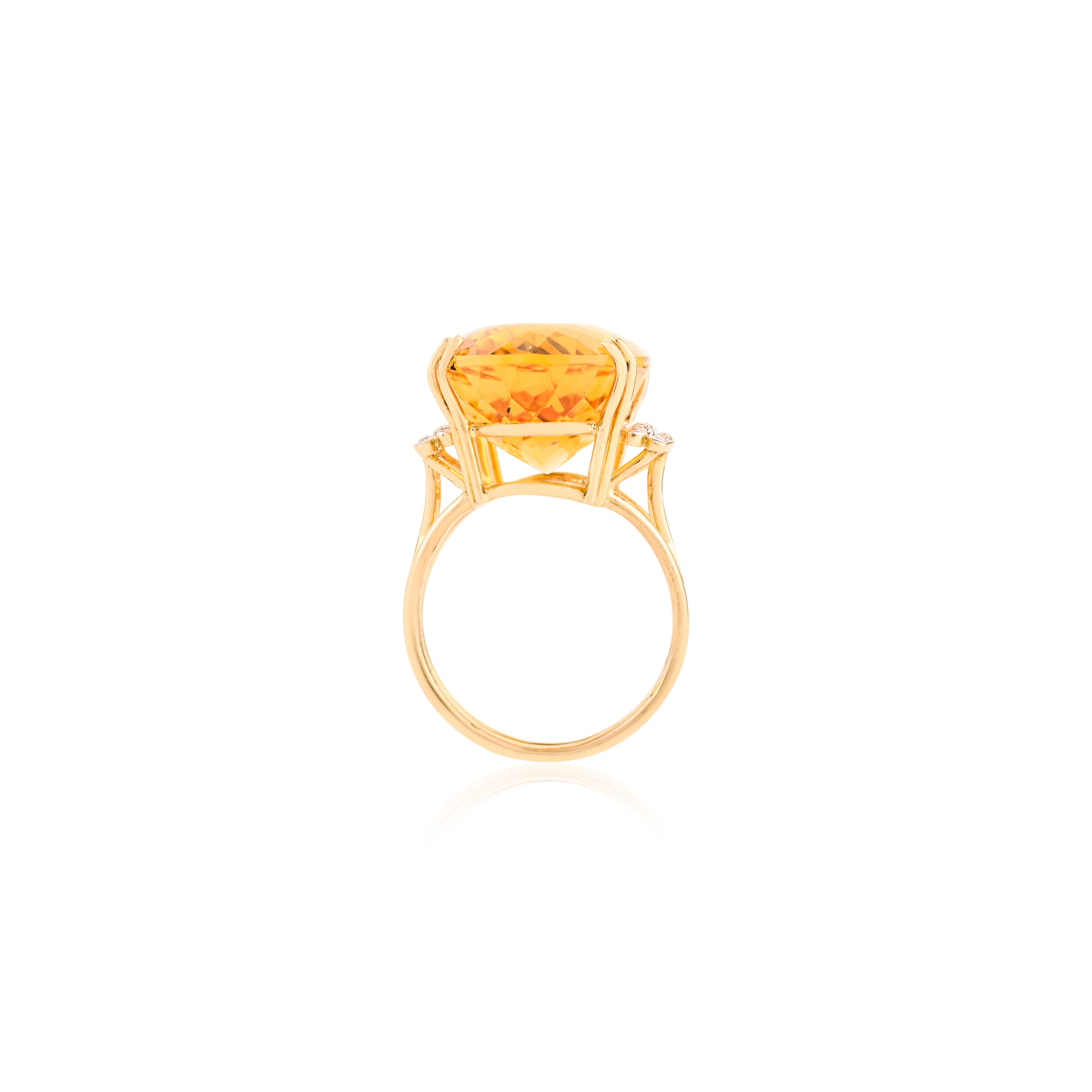 For Sale:  23.45 Carat Statement Citrine Diamond Cocktail Ring for Mom in 14k Yellow Gold 9