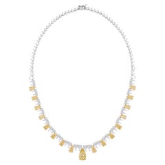 23.46 Carat SI/H Yellow White Diamond Necklace 18 Karat White Yellow Gold