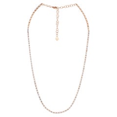 2.34ct Baguette Cut Diamond Tennis Necklace in 14K Rose Gold
