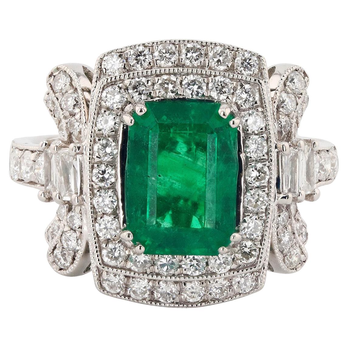 3.59ct Extremely Rare Emerald and 1.21ctw Diamond Platinum Ring 'GIA ...