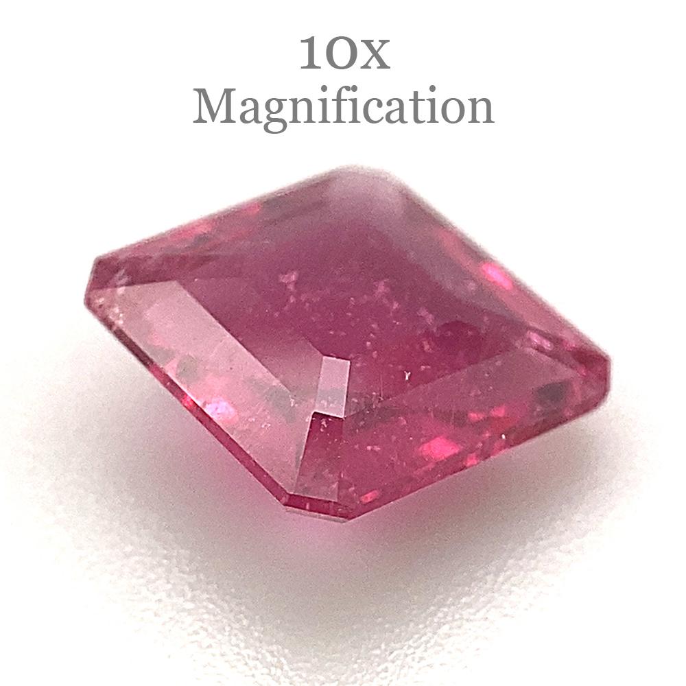  Description:

Gem Type: Tourmaline
Number of Stones: 1
Weight: 2.34 cts
Measurements: 8.24 x 8.19 x 4.30 mm
Shape: Square
Cutting Style Crown: Step Cut
Cutting Style Pavilion: Step Cut
Transparency: Transparent
Clarity: Slightly Included: Some