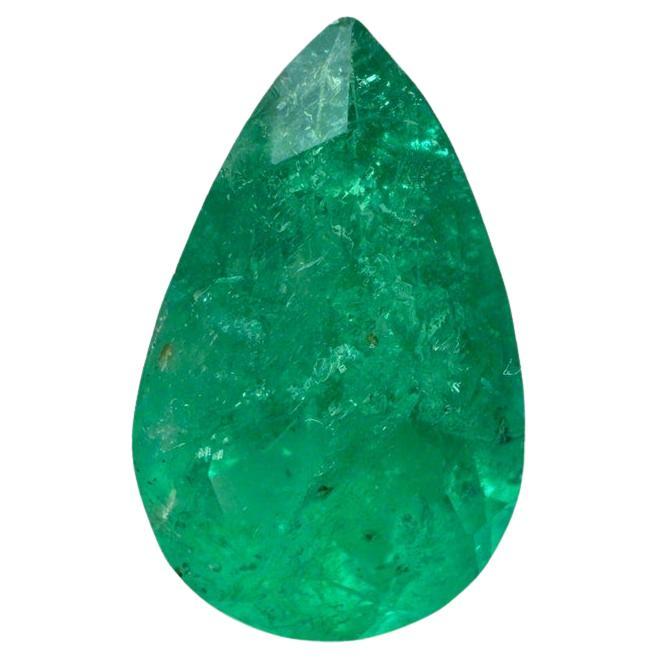2.35 Carat 12x8 Rich Green Colombian Emerald - Pear Cut Teardrop May Birthstone
