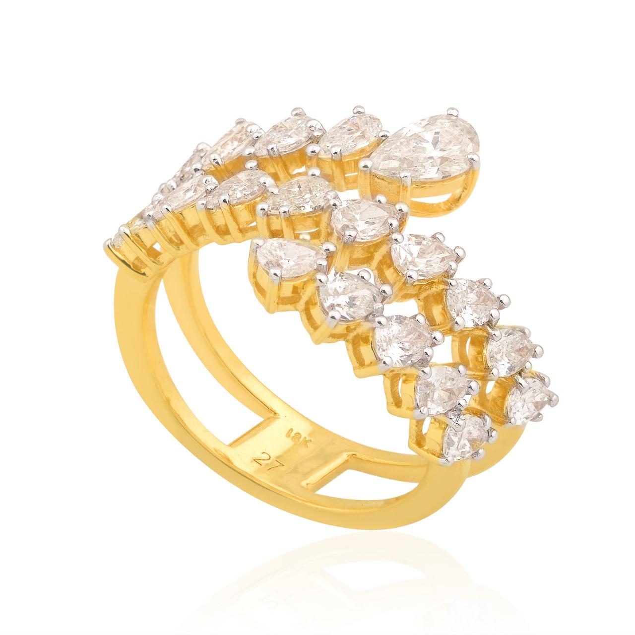 Taille mixte Bague enveloppante en or 14 carats avec diamants de 2,35 carats en vente
