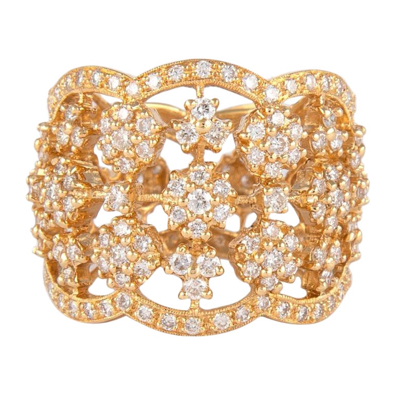 Bague cocktail en or jaune 18 carats et diamants de 2,35 carats