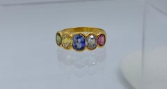 2.35 Karat Multicolor Sapphire Ring Grün Gelb Blau Rosa Saphire Gold