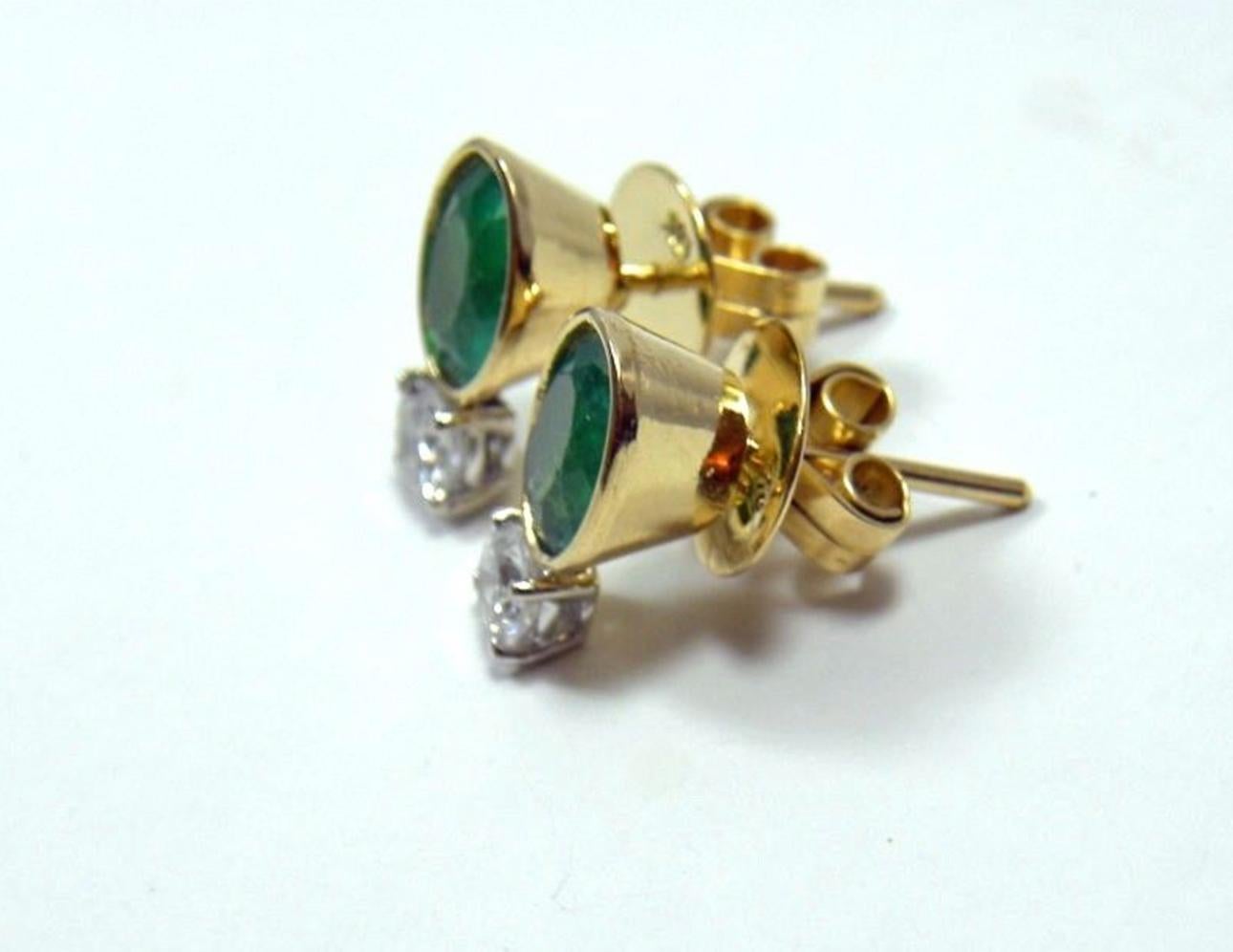 2.35 Carat Natural Colombian Emerald Diamond Stud Earrings 18 Karat 4