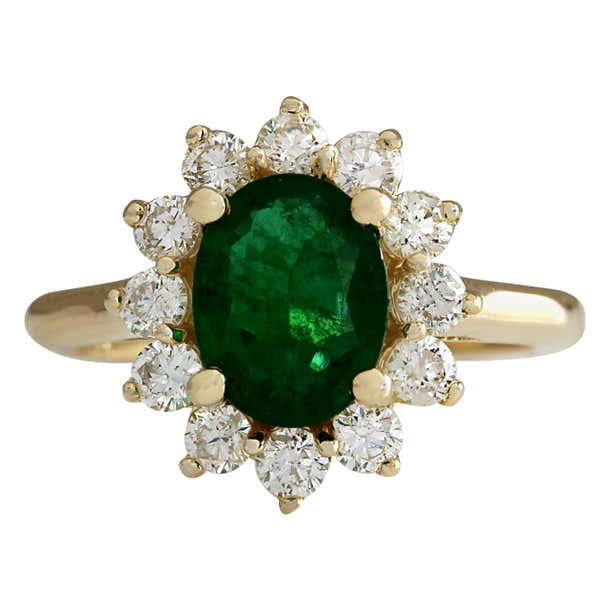 2.35 Carat Natural Emerald 18 Karat Yellow Gold Diamond Ring For Sale ...