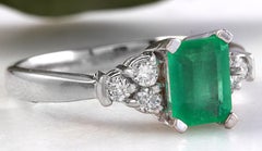 2.35 Carat Natural Emerald and Diamond 14 Karat Solid White Gold Ring