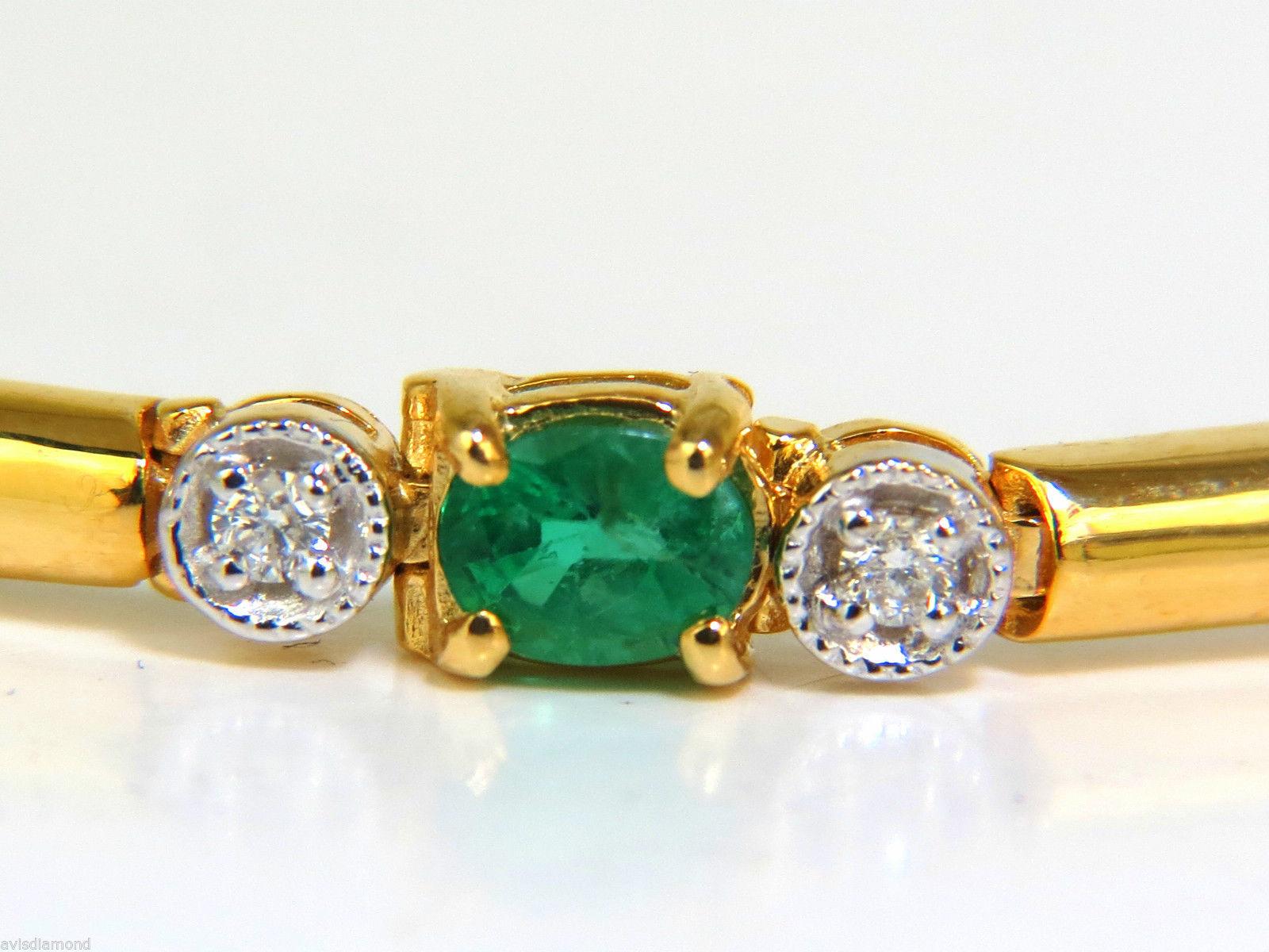 2.35 Carat Natural Emeralds Solid Bar Link Deco Diamonds Bracelet 14 Karat 5