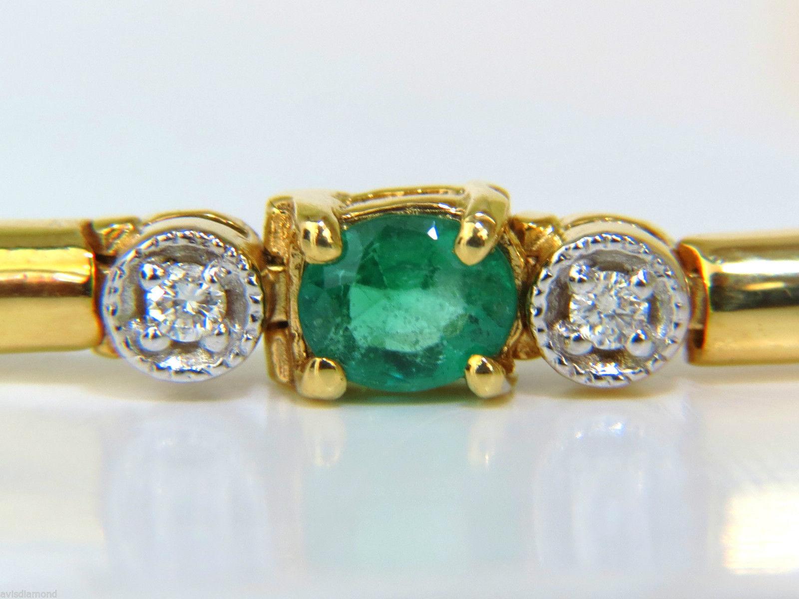 2.35 Carat Natural Emeralds Solid Bar Link Deco Diamonds Bracelet 14 Karat 2