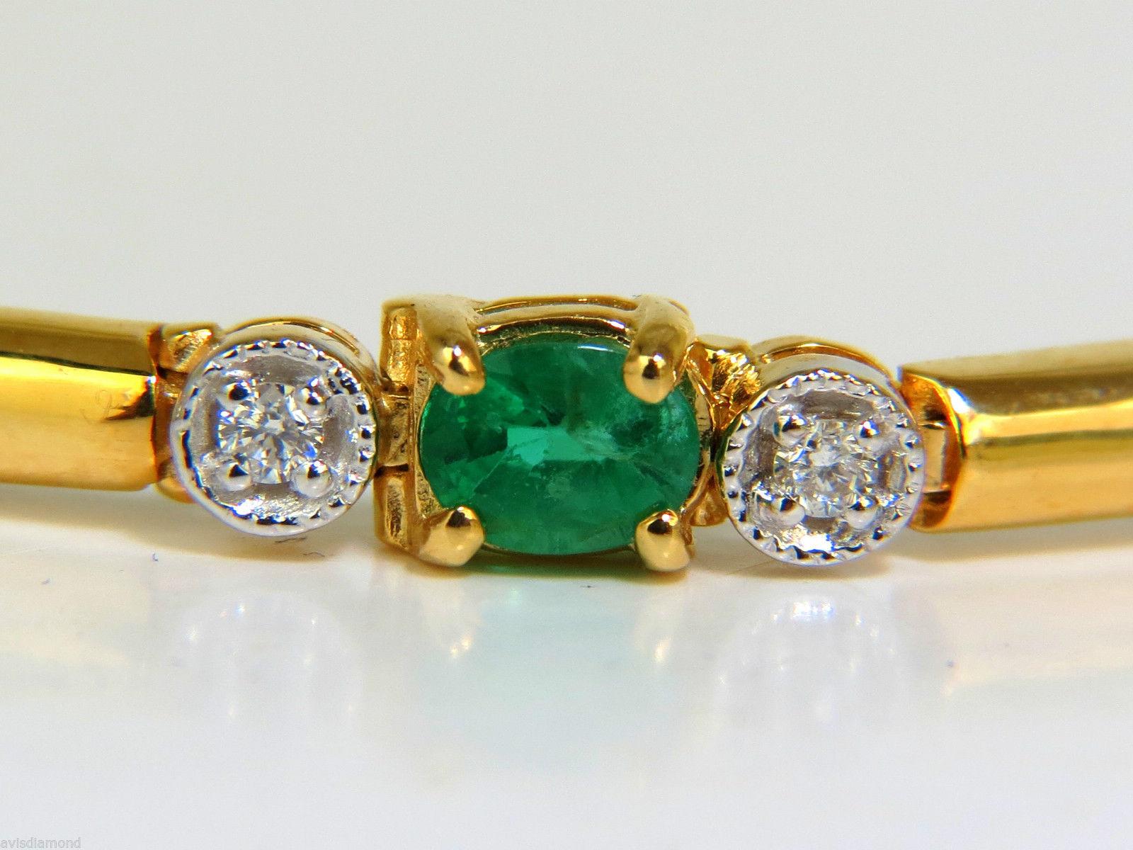 2.35 Carat Natural Emeralds Solid Bar Link Deco Diamonds Bracelet 14 Karat 4