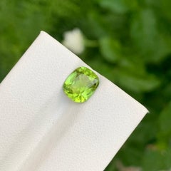 2.35 Carat Natural Loose Apple Green Peridot Cushion Shape Gem From Pakistan