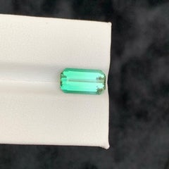 2.35 Carat Natural Loose Lagoon Green Tourmaline Emerald Cut Afghan Gemstone