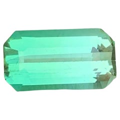 2.35 Carat Natural Loose Lagoon Green Tourmaline Emerald Cut Afghan Gemstone