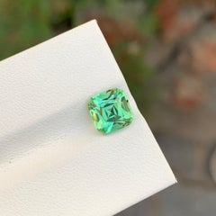 2.35 Carat Natural Loose Light Green Tourmaline Perfect Square Shape Gemstone
