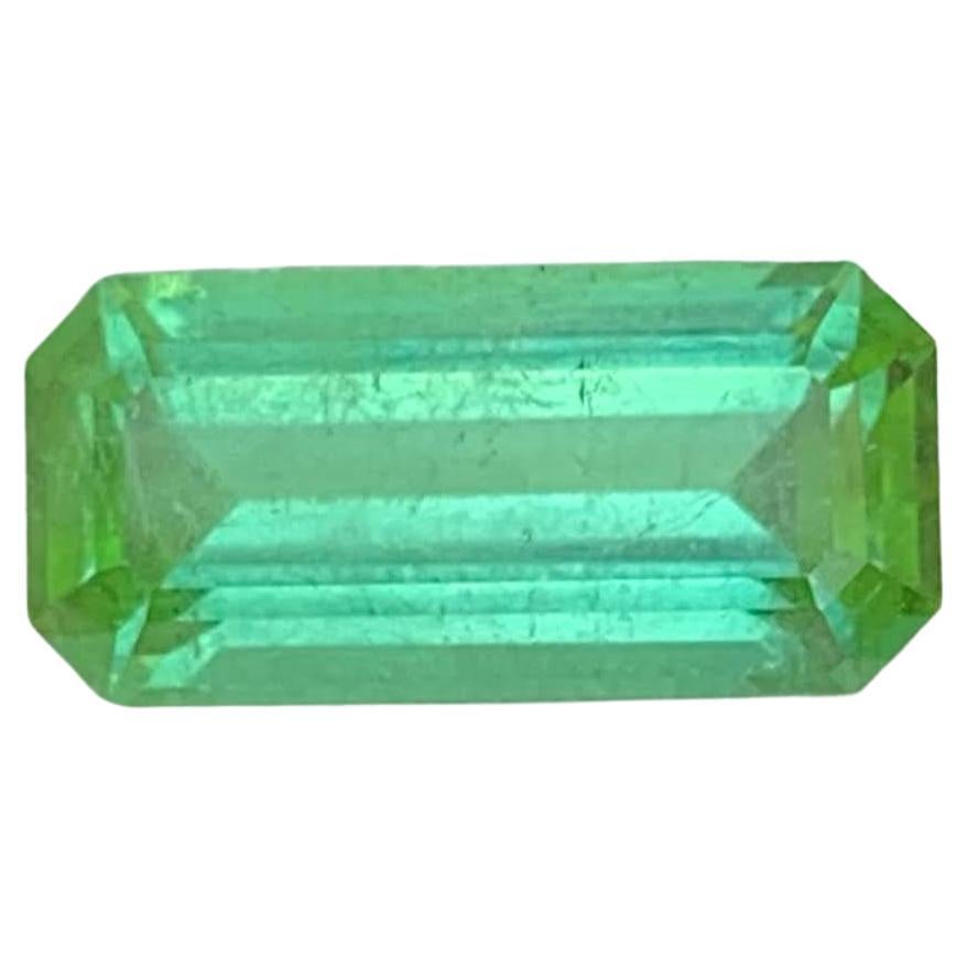 2.35 Carat Natural Loose Mint Green Tourmaline Emerald Cut Afghan Gemstone