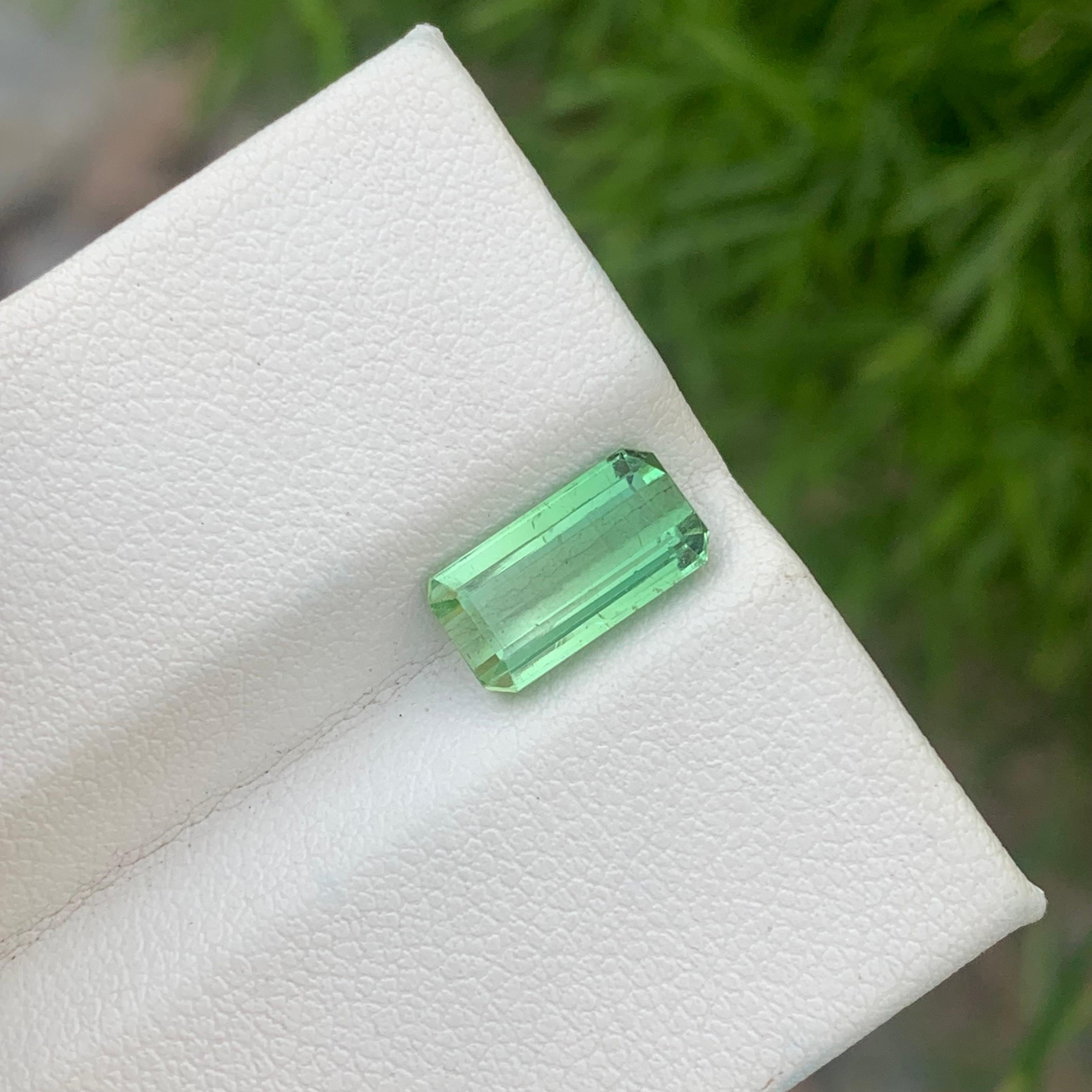 Arts and Crafts 2.35 Carat Natural Loose Mint Green Tourmaline Emerald Shape Gem For Ring  For Sale