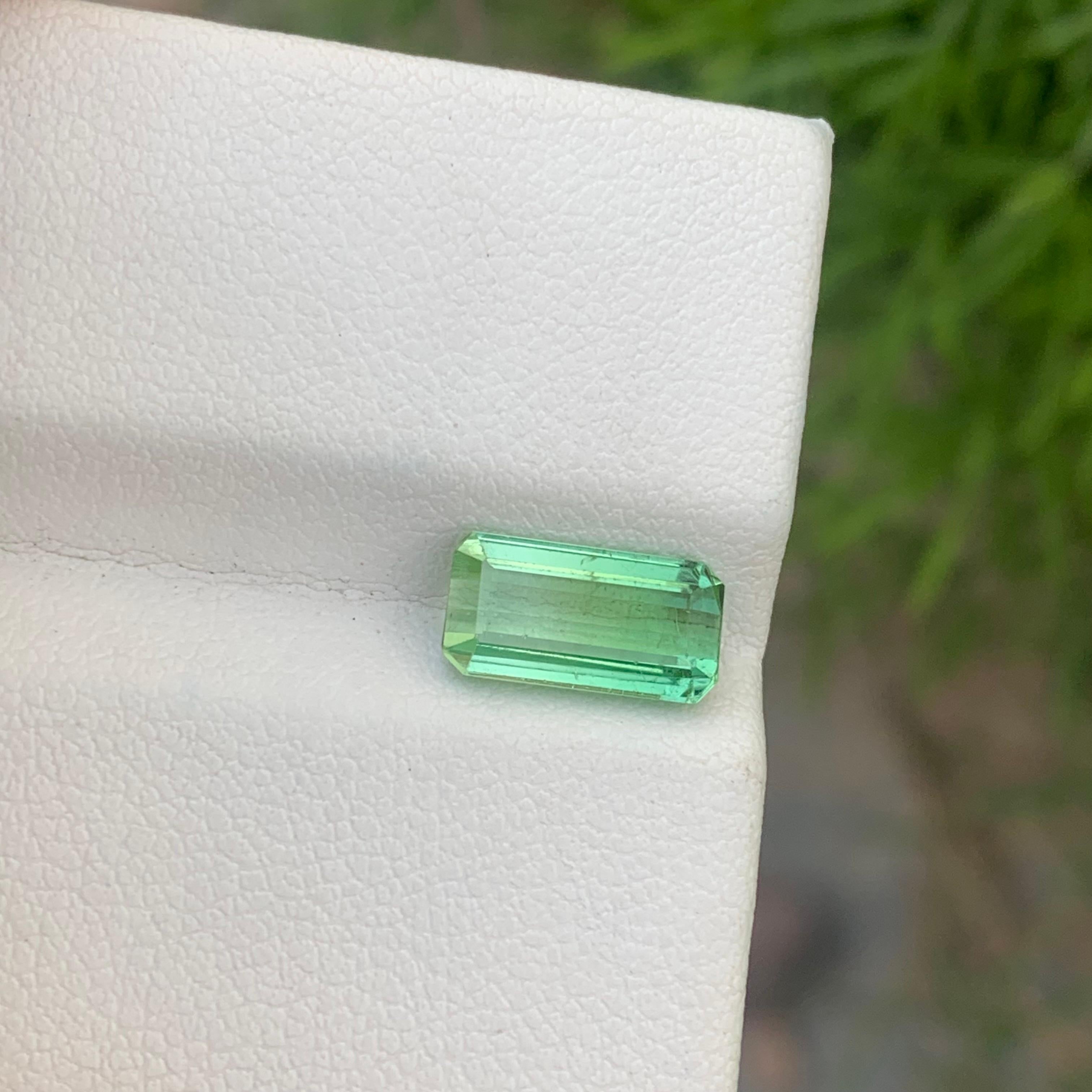 Emerald Cut 2.35 Carat Natural Loose Mint Green Tourmaline Emerald Shape Gem For Ring  For Sale