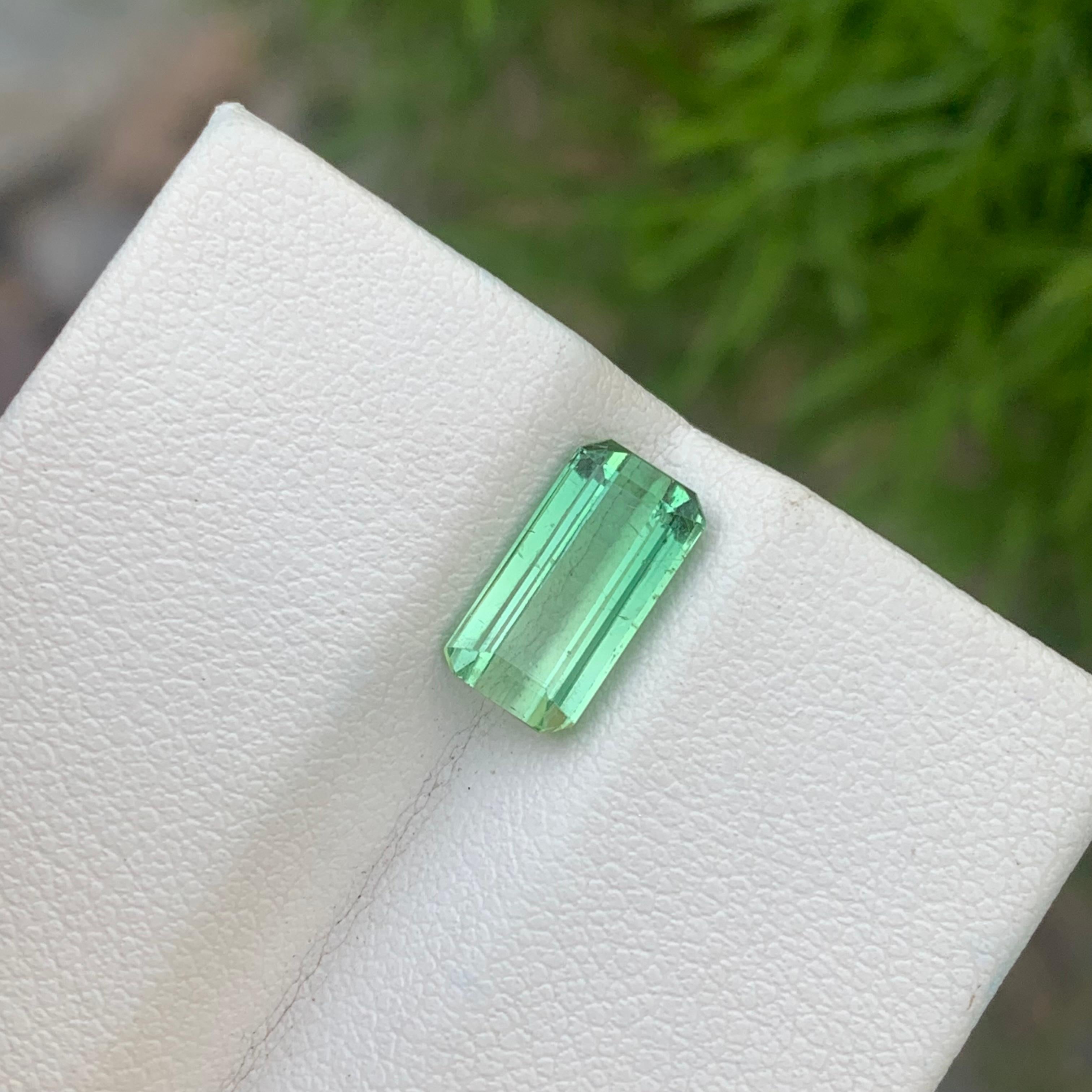 2.35 Carat Natural Loose Mint Green Tourmaline Emerald Shape Gem For Ring  For Sale 1