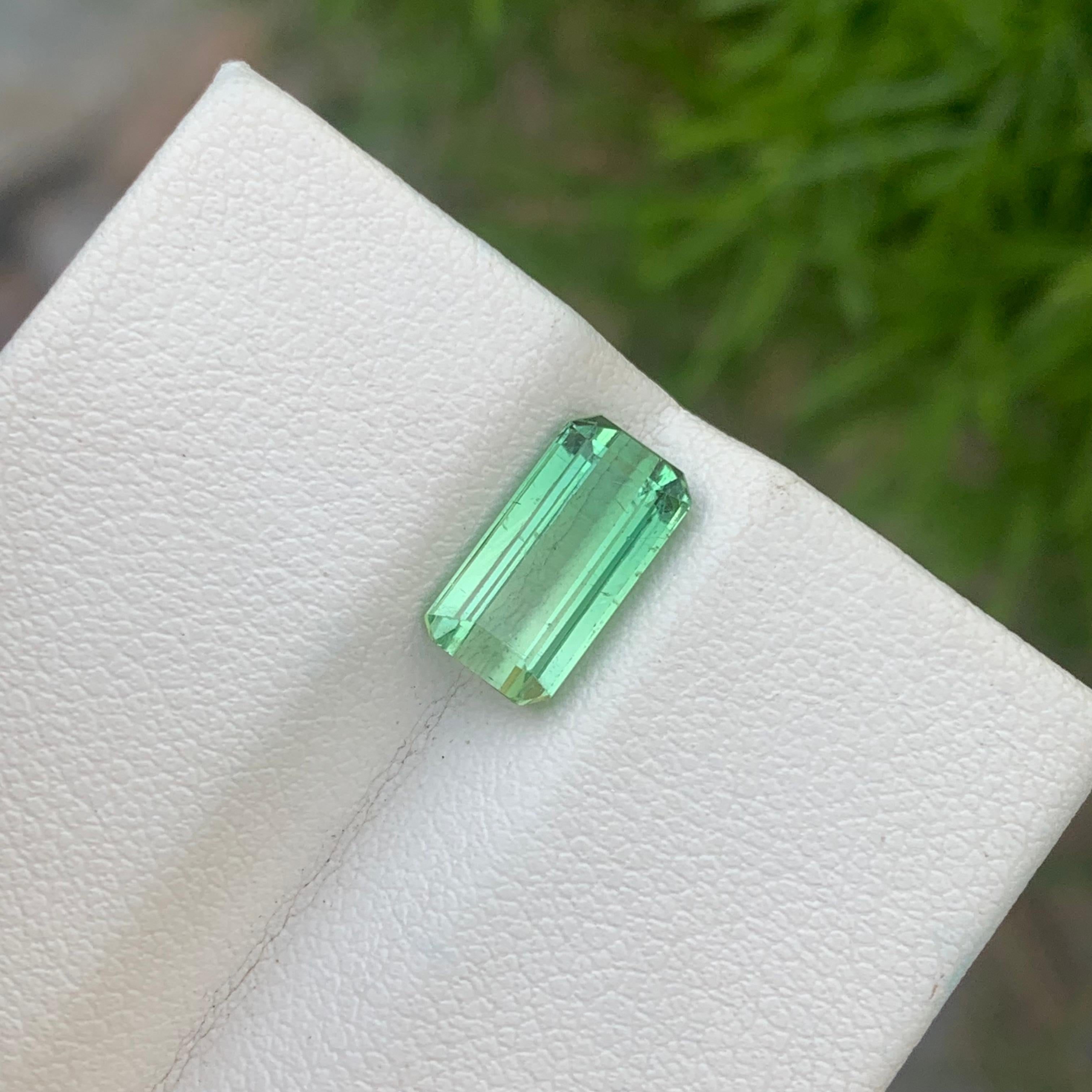 2.35 Carat Natural Loose Mint Green Tourmaline Emerald Shape Gem For Ring  For Sale 2