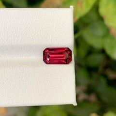 2.35 Carat Natural Loose Red Garnet Stone Emerald Cut Tanzanian Gemstone