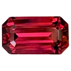 2.35 Carat Natural Loose Red Garnet Stone Emerald Cut Tanzanian Gemstone