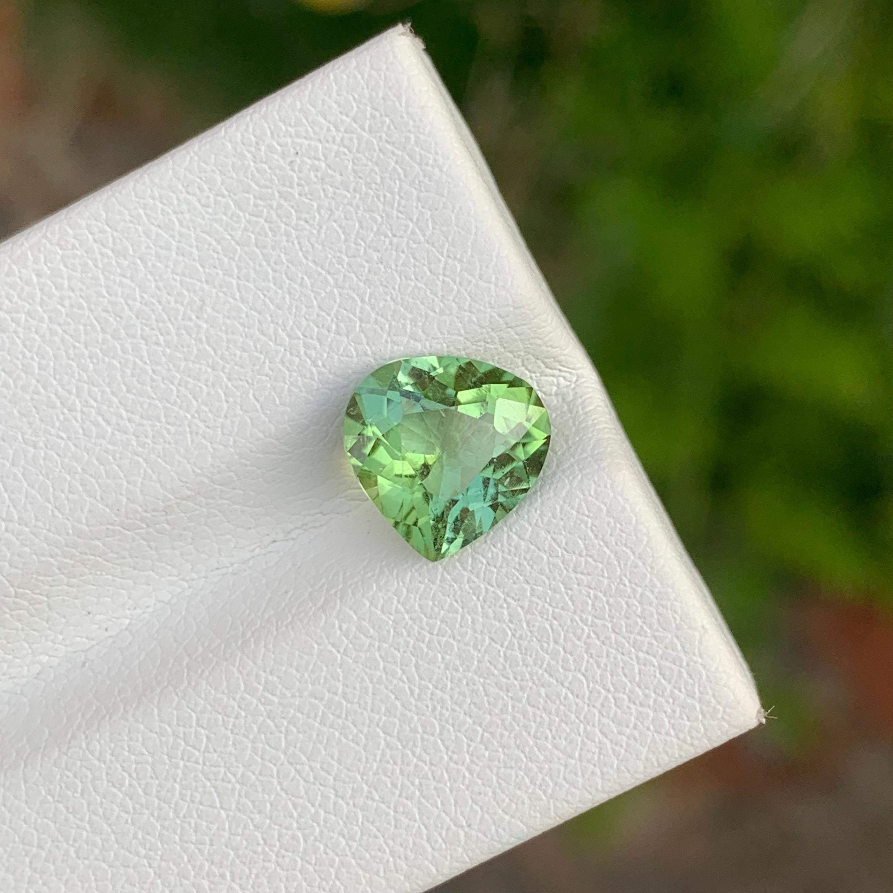 Arts and Crafts 2.35 Carat Natural Mint Green Loose Tourmaline Pear Shape Gem For Jewellery For Sale