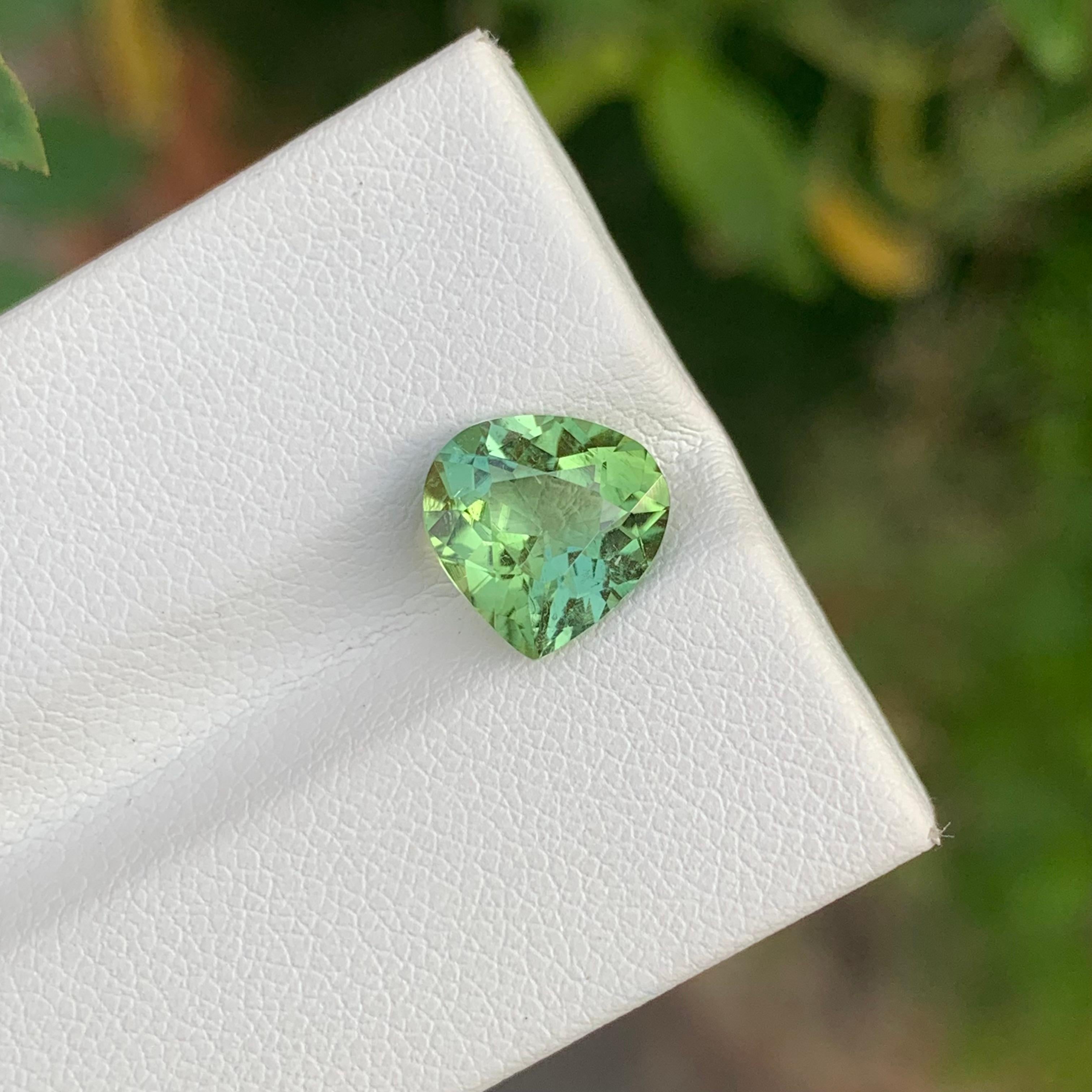 Pear Cut 2.35 Carat Natural Mint Green Loose Tourmaline Pear Shape Gem For Jewellery For Sale