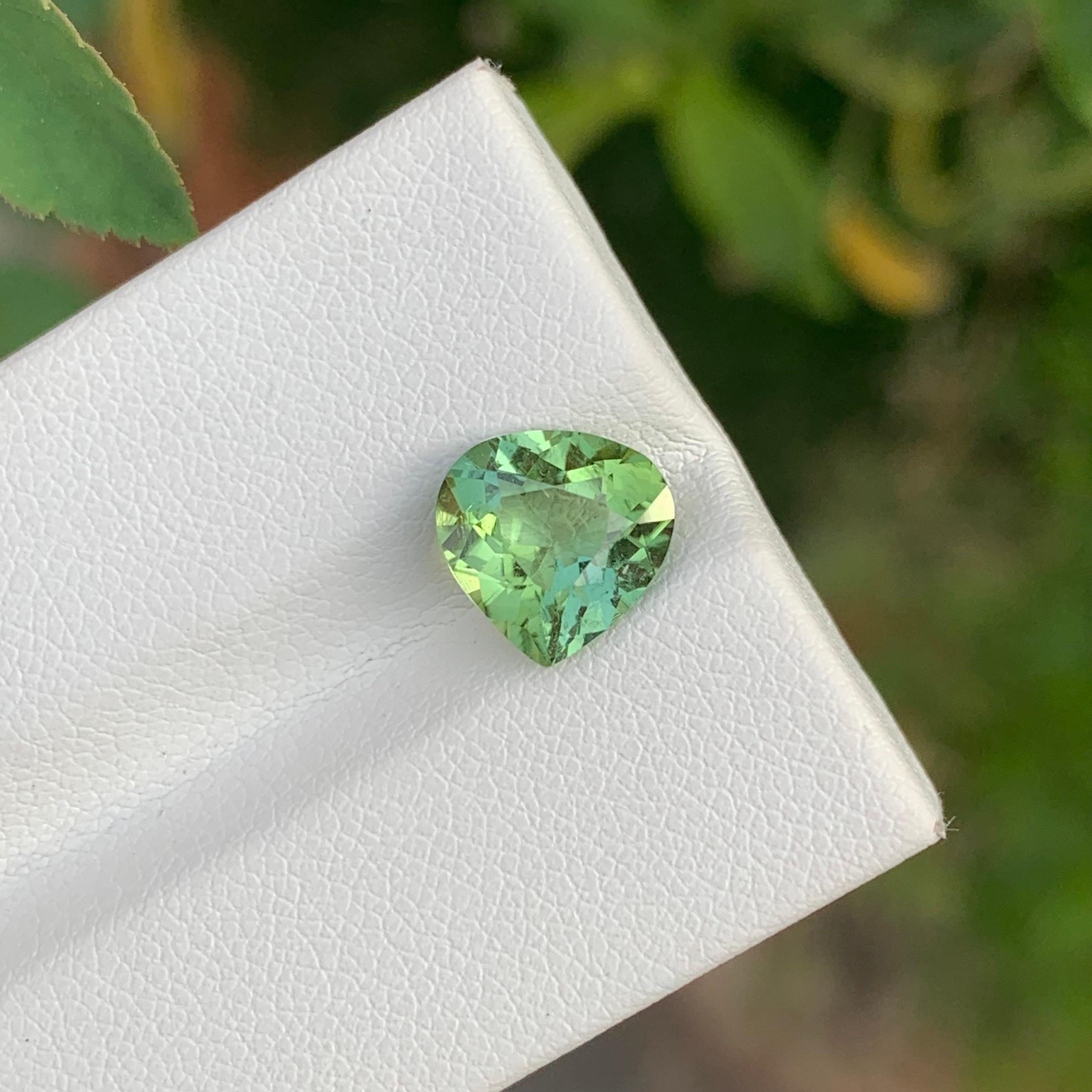 Women's or Men's 2.35 Carat Natural Mint Green Loose Tourmaline Pear Shape Gem For Jewellery For Sale