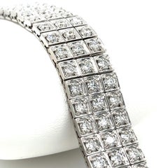 23.5 Carat Natural Round Cut Diamond 3 Row Box Set Multi Link Bracelet