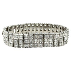 23.5 Carat Natural Round Cut Diamond 3 Row Box Set Multi Link Bracelet