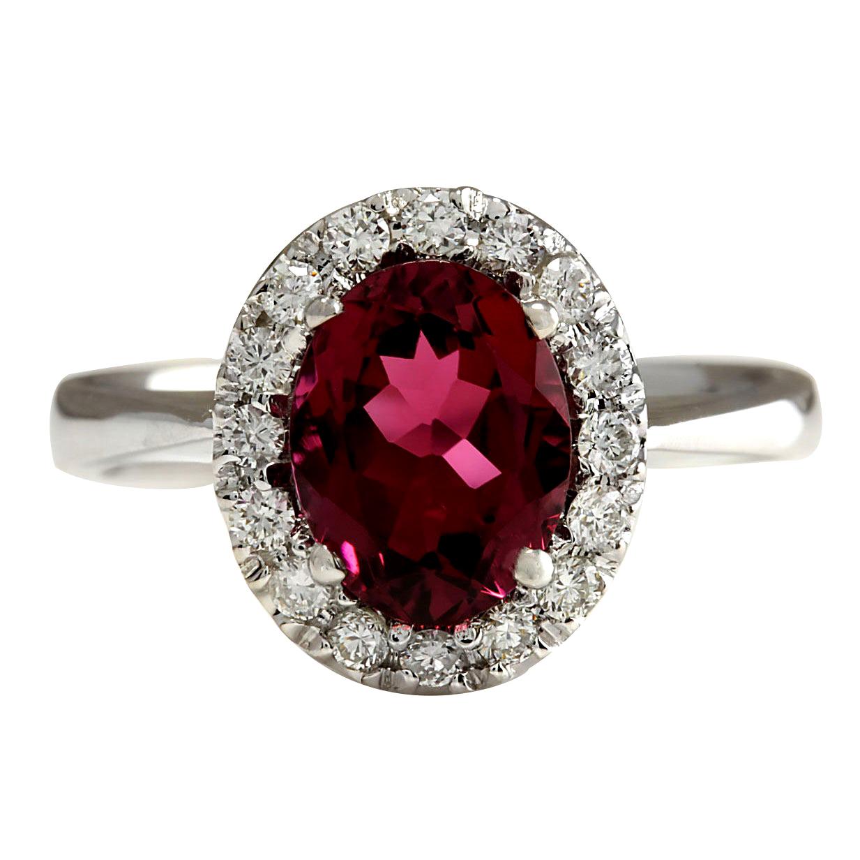 Tourmaline Diamond Ring In 14 Karat White Gold