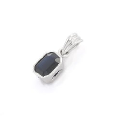 2.35 Carat Octagon Cut Blue Sapphire Pendant in 18K White Gold