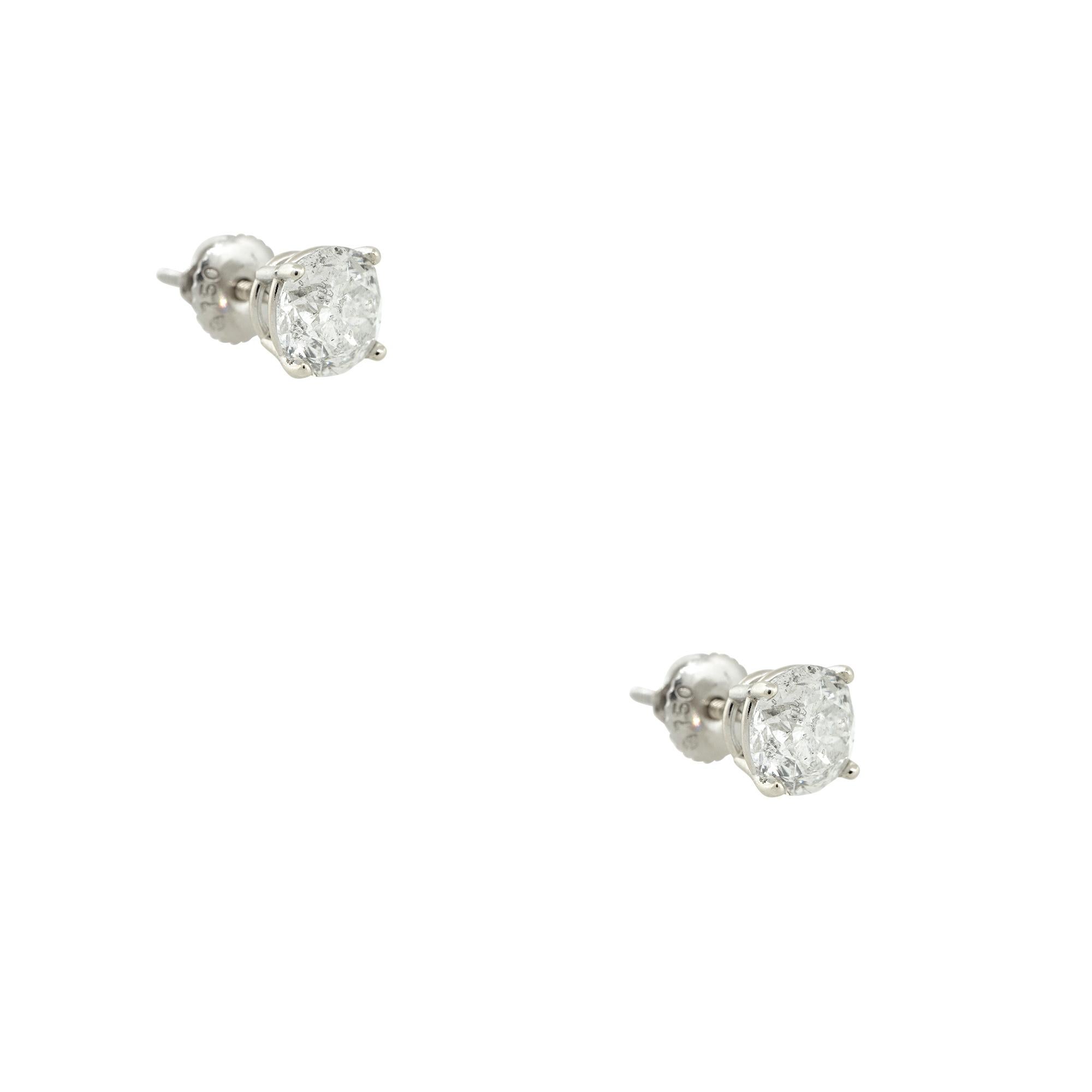 14k White Gold 2.35ctw Round Brilliant Diamond Stud Earrings
Material: 14k White Gold
Diamond Details: Diamonds are approximately 1.175ct each of Round Brilliant Diamonds
Color: Approximately G/H in color
Clarity: Approximately I1 in clarity
Earring