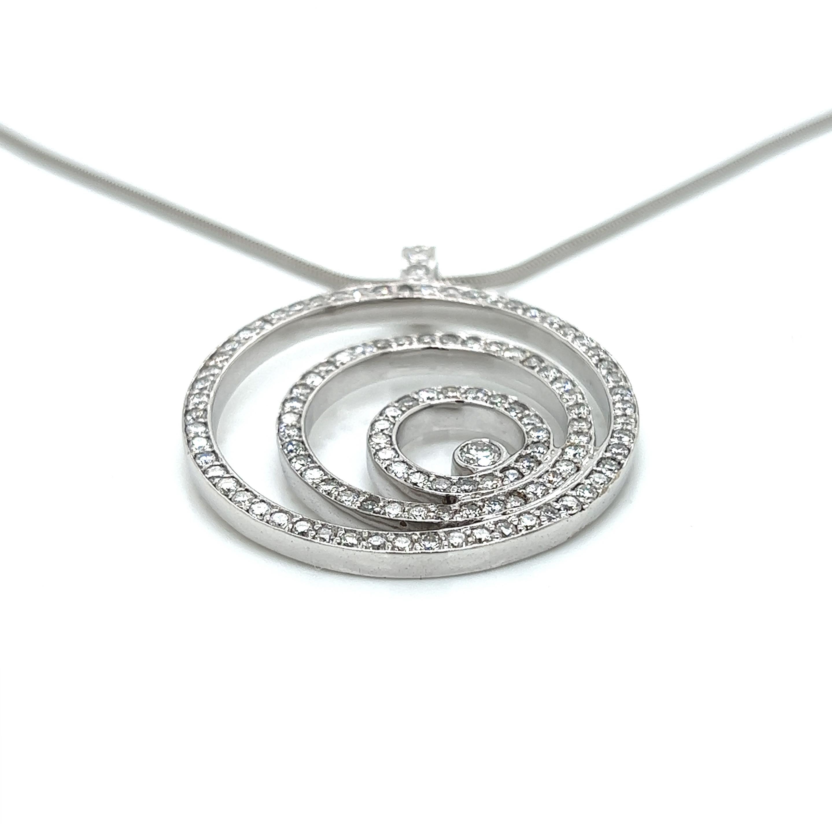 Women's 2.35 Carat Round Triple Circle Diamond Pendant Necklace For Sale
