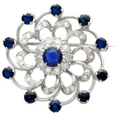 2.35 Carat Sapphire and 0.93 Carat Diamond, 18 Carat Gold Brooch, circa 1940