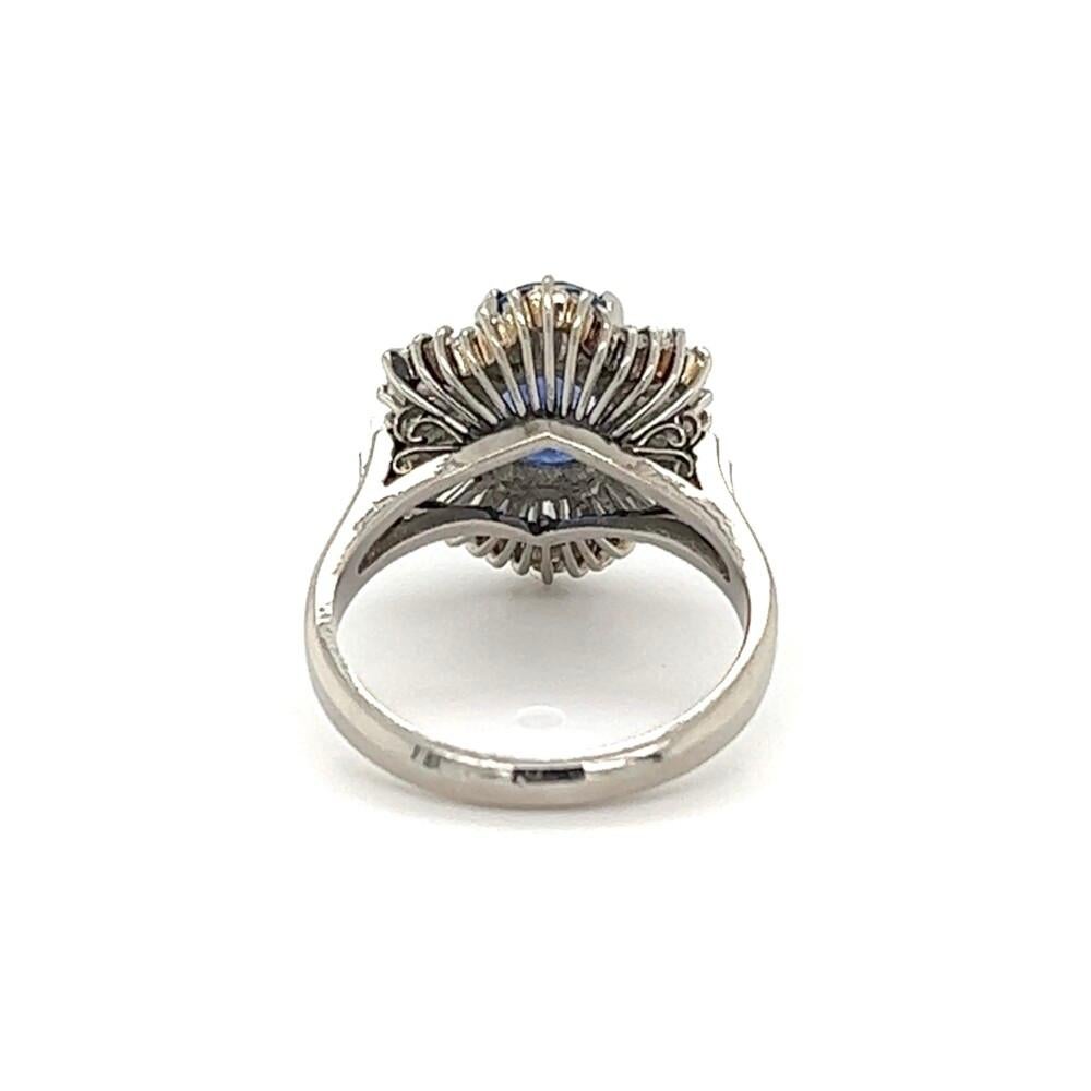 Women's 2.35 Carat Sapphire and Diamond Platinum Ring Estate Fine Jewelry For Sale