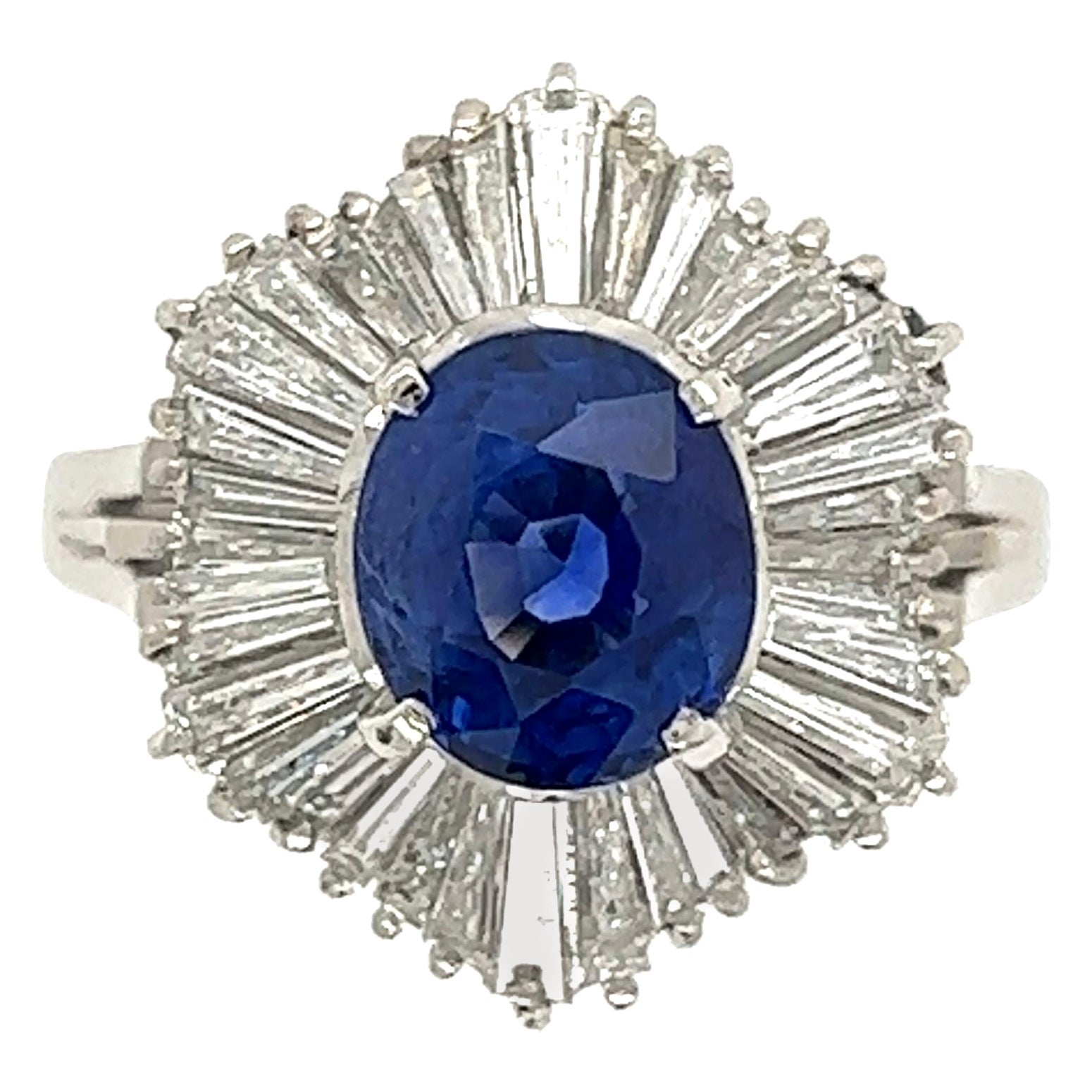 Bague en platine avec saphir et diamant de 2,35 carats - Bijouterie fine du patrimoine