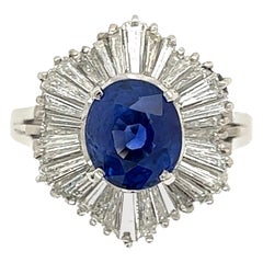 2,35 Karat Saphir und Diamant Platin-Ring Nachlass-Schmuck
