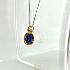 2.35 Carat Sapphire Oval Cut Necklaces In 14K Yellow Gold