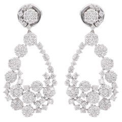 Pendientes Colgantes de Diamantes 2,35 Quilates Claridad SI Color HI Oro Blanco 14 Kilates