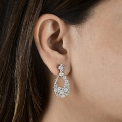 2.35 Carat SI Clarity HI Color Diamond Dangle Earrings 18 Karat White Gold
