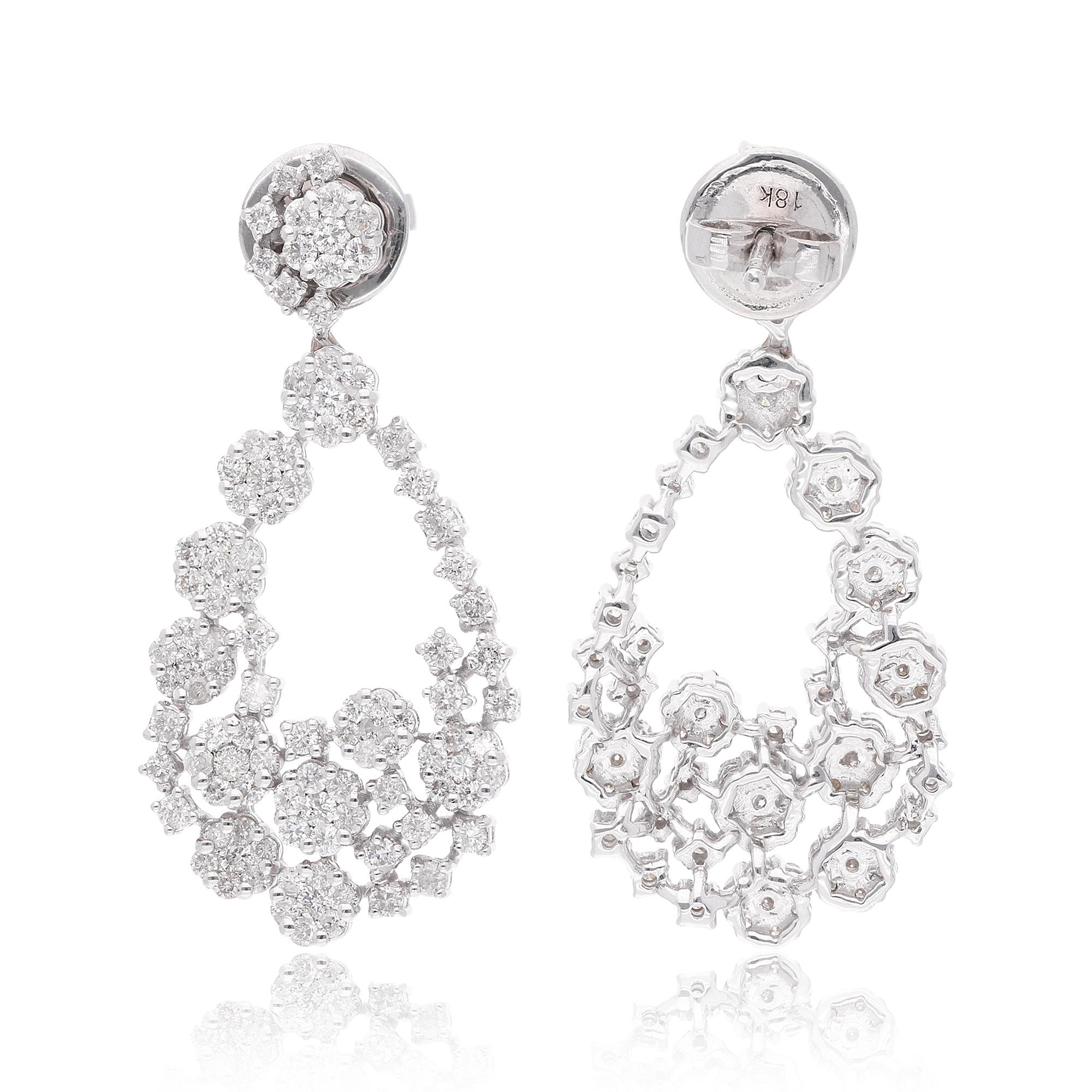 Pendientes Colgantes de Diamantes 2,35 Quilates Claridad SI Color HI Oro Blanco 18 Kilates Corte redondo en venta