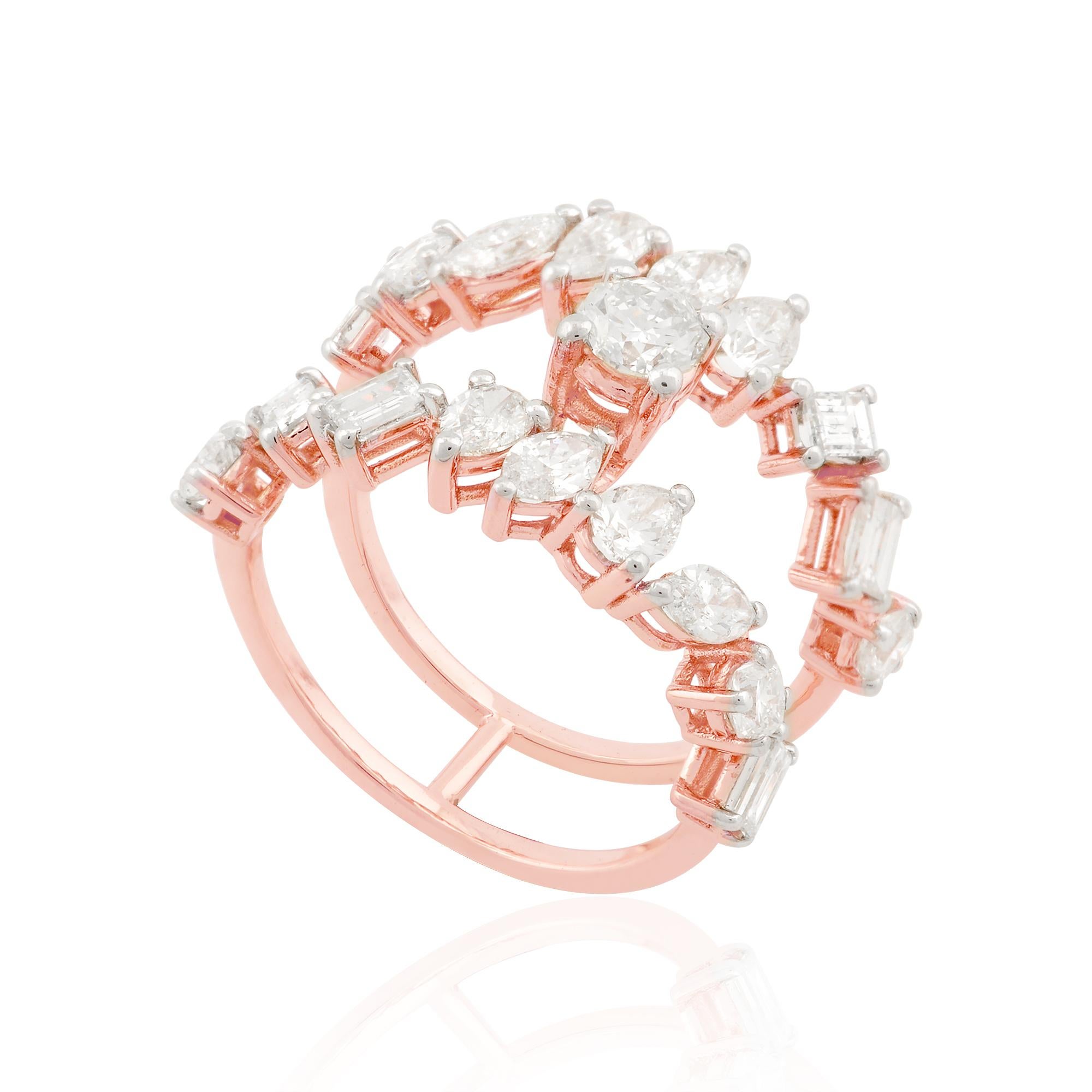 2.35 Carat SI Clarity HI Color Diamond Designer Ring Solid 18k Rose Gold Jewelry In New Condition For Sale In Diera, Dubai