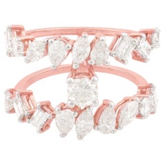 2,35 Carati SI Chiarezza HI Colore Diamante Disegnatore Anello Solido Oro Rosa 18k Gioielli