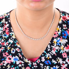 18K White Gold 2.35 Ct Natural Diamond Tennis Statement Necklace for Bride Gift