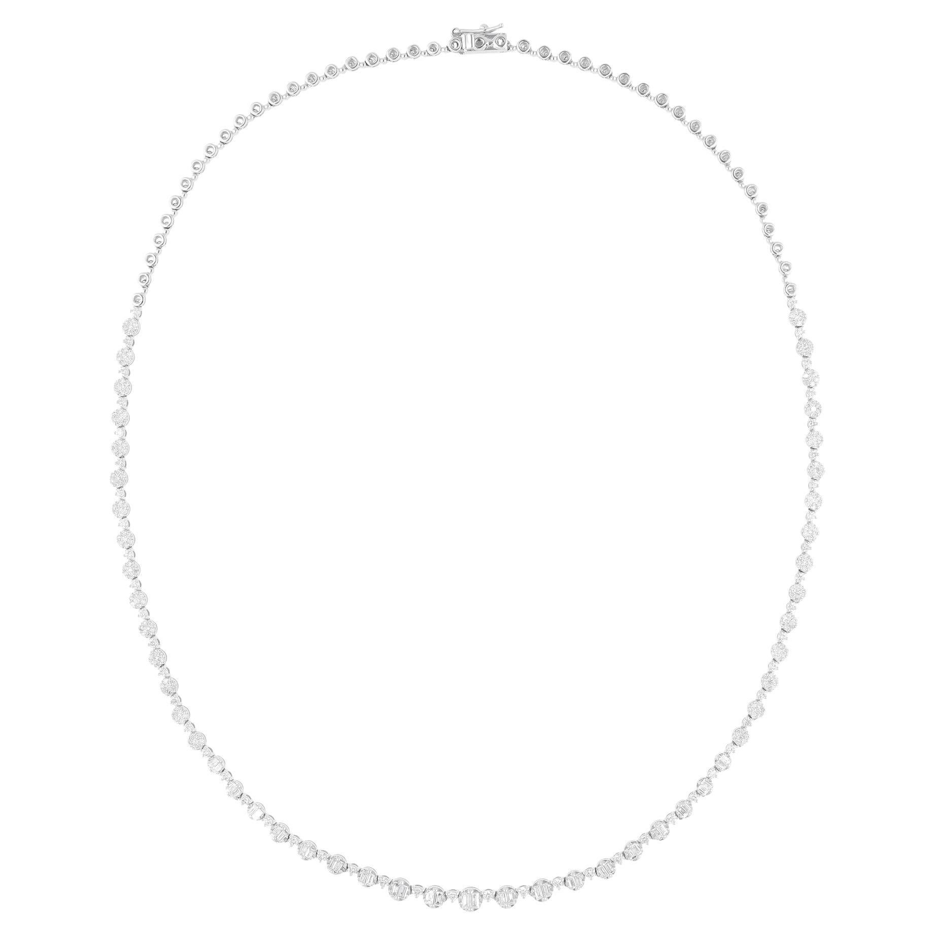 2.35 Carat SI Clarity HI Color Diamond Necklace 18 Karat White Gold Fine Jewelry For Sale