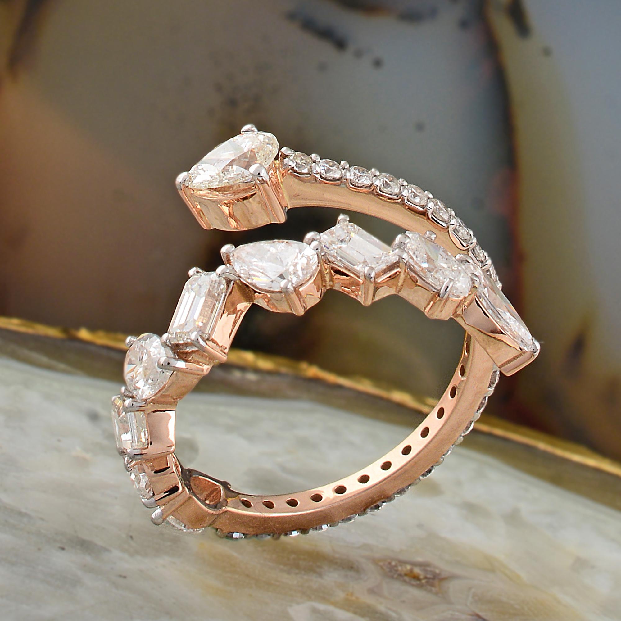 En venta: 2,35 quilates SI Claridad HI Color Anillo Envolvente de Diamantes 18k Oro Rosa Joyería Fina  2