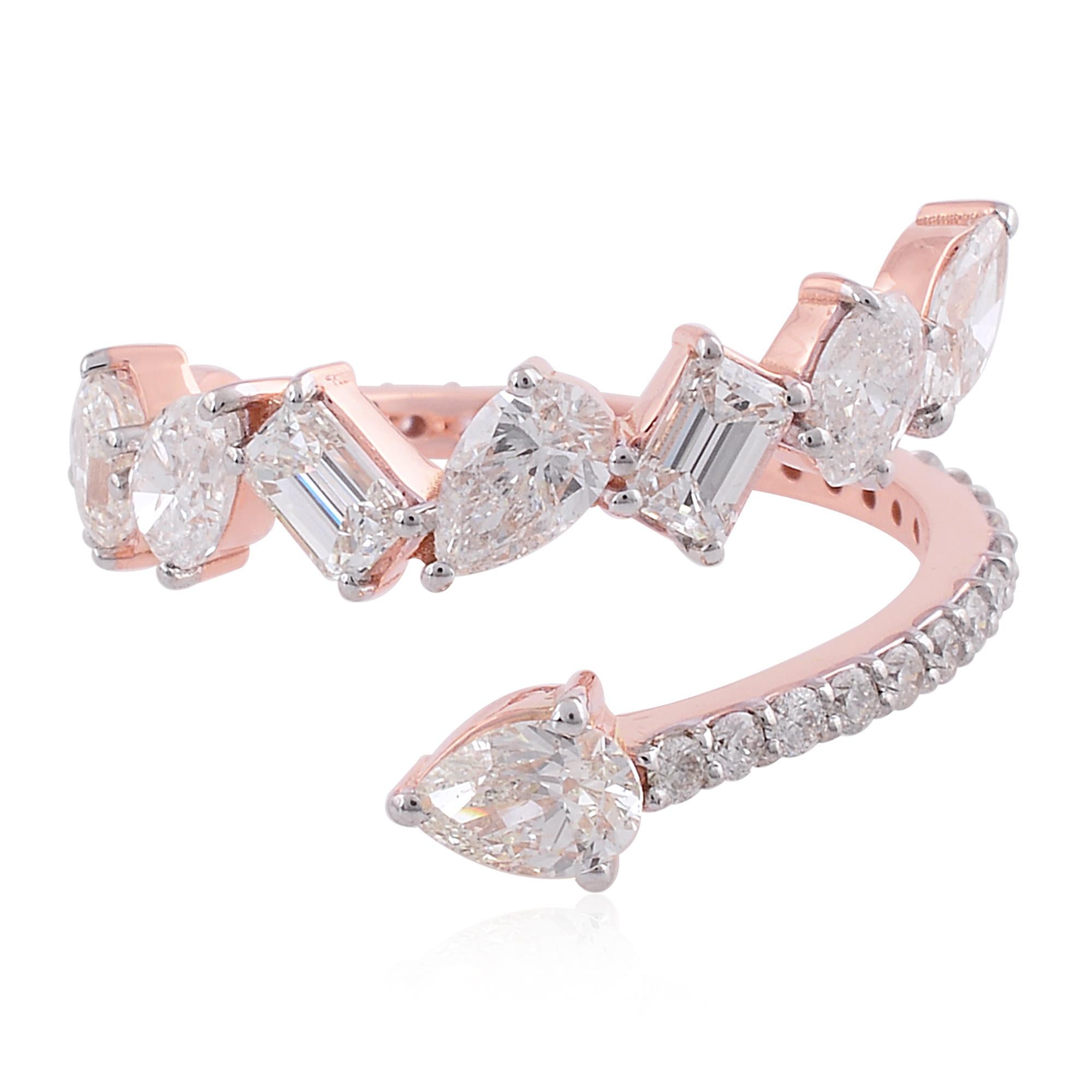 En venta: 2,35 quilates SI Claridad HI Color Anillo Envolvente de Diamantes 18k Oro Rosa Joyería Fina  6